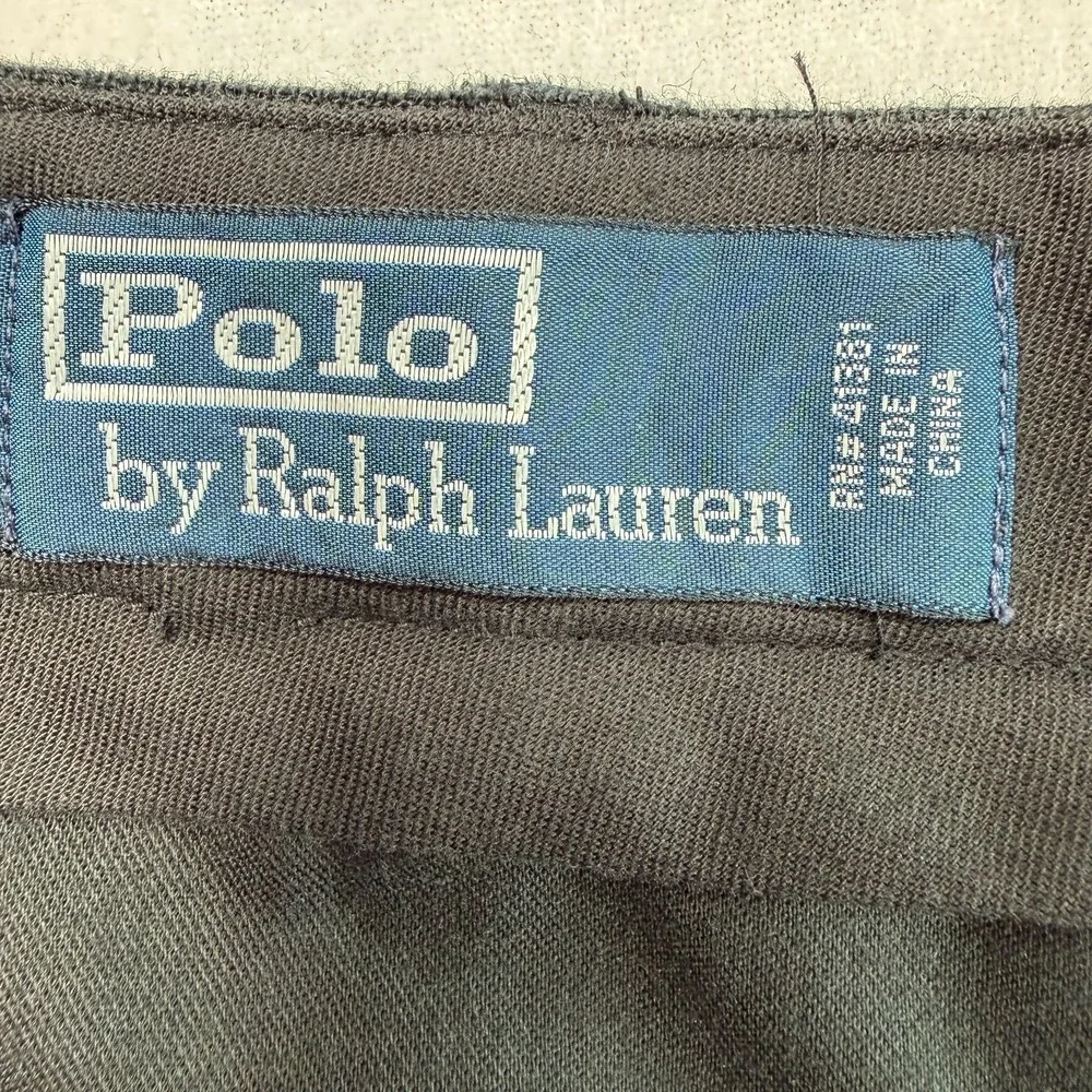 Vintage 90s Polo Ralph Lauren Mens Flat Front Linen Pants 34x32 Black Preppy